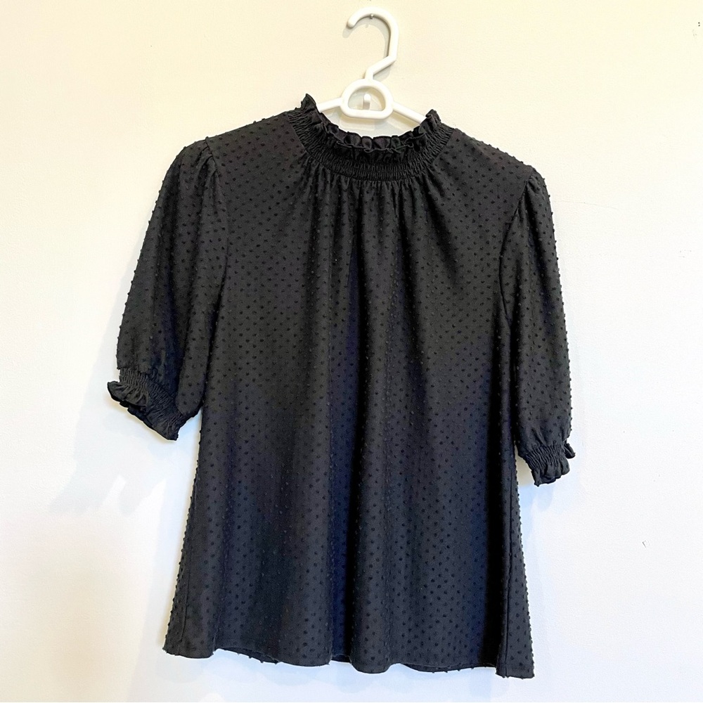 J. Crew Mock Neck Dot Blouse